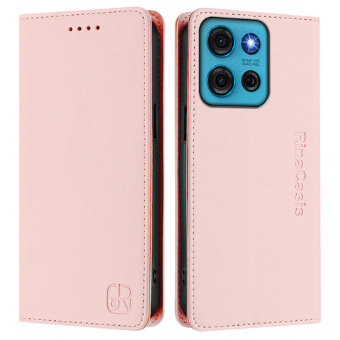 For Motorola Moto G75 5G Leather Case RINACASIS RC01 Phone Cover with RFID Blocking Wallet Stand