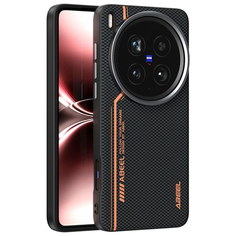 ABEEL For vivo X200 Ultra 5G Magnetic Case Micro-Embossing 6D Printed PC TPU Aluminum Alloy Leather Phone Cover