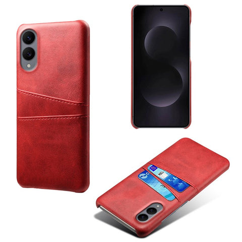For Samsung Galaxy S25 Edge Case Dual Card Slots PU Leather + Hard PC Phone Cover