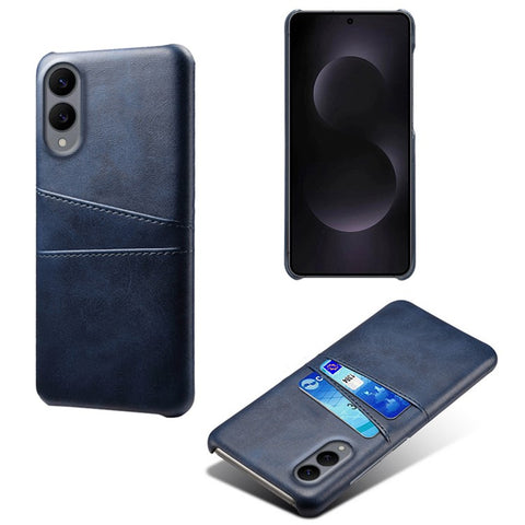 For Samsung Galaxy S25 Edge Case Dual Card Slots PU Leather + Hard PC Phone Cover