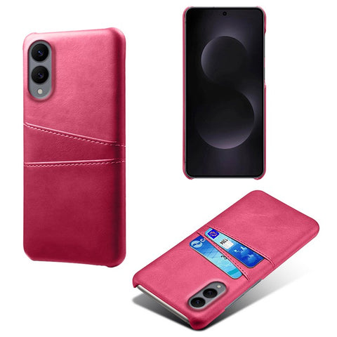 For Samsung Galaxy S25 Edge Case Dual Card Slots PU Leather + Hard PC Phone Cover