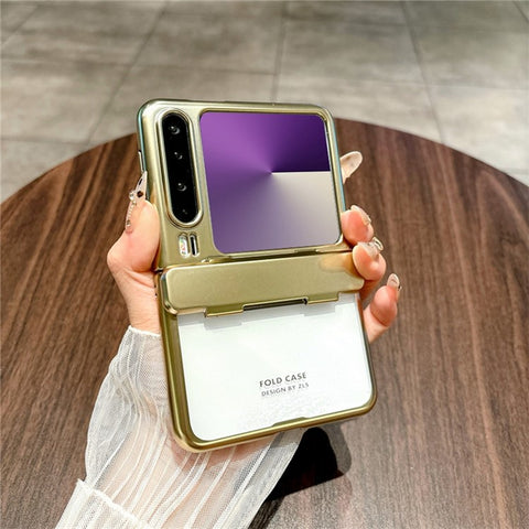 For Huawei Pura X Case Hinge Protection Electroplating Hard PC Clear Phone Cover