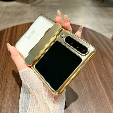 For Huawei Pura X Case Hinge Protection Electroplating Hard PC Clear Phone Cover