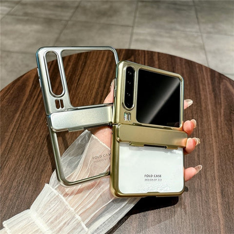 For Huawei Pura X Case Hinge Protection Electroplating Hard PC Clear Phone Cover