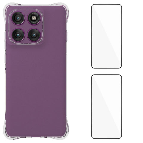 WANLONFENG For Motorola Edge 60 Pro 5G TPU Case  WL2 Series 2.0mm Phone Cover with 2Pcs Tempered Glass Films