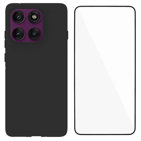 WANLONFENG For Motorola Edge 60 Pro 5G TPU Case  MS Series Matte Back Cover with Tempered Glass (Big Hole Lens)