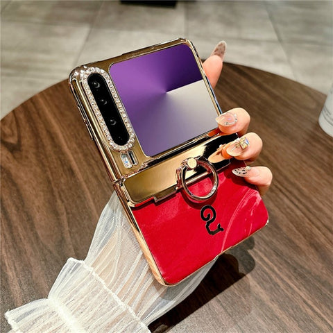 For Huawei Pura X Case Electroplating Hard PC Phone Cover with Ring Holder