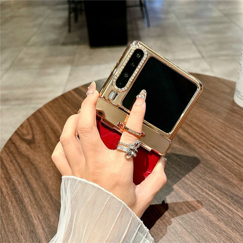 For Huawei Pura X Case Electroplating Hard PC Phone Cover with Ring Holder