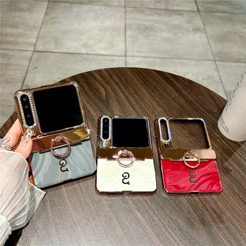 For Huawei Pura X Case Electroplating Hard PC Phone Cover with Ring Holder