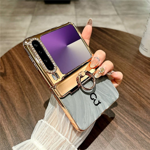 For Huawei Pura X Case Electroplating Hard PC Phone Cover with Ring Holder