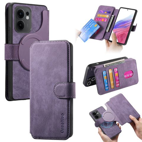 CASENEO For Oppo Reno13 F 5G (Reno 13 FS 5G) / 4G Magnetic Case  Detachable Leather Phone Wallet Cover