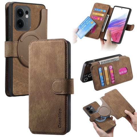 CASENEO For Oppo Reno13 F 5G (Reno 13 FS 5G) / 4G Magnetic Case  Detachable Leather Phone Wallet Cover