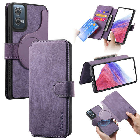 CASENEO For Motorola Edge 50 Fusion 5G Magnetic Case  Detachable Leather Phone Wallet Cover