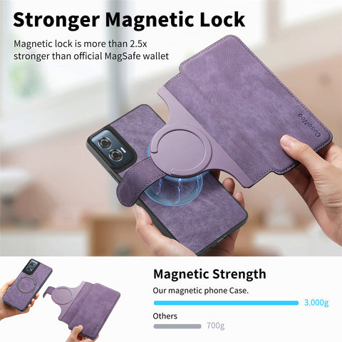 CASENEO For Motorola Edge 50 Fusion 5G Magnetic Case  Detachable Leather Phone Wallet Cover