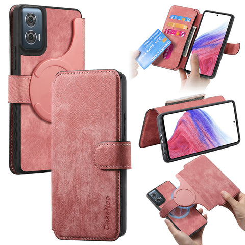 CASENEO For Motorola Edge 50 Fusion 5G Magnetic Case  Detachable Leather Phone Wallet Cover
