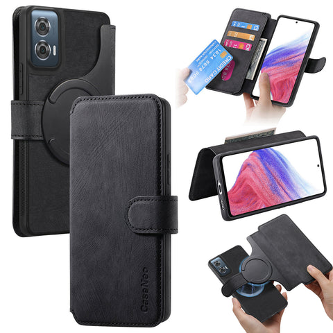 CASENEO For Motorola Edge 50 Fusion 5G Magnetic Case  Detachable Leather Phone Wallet Cover