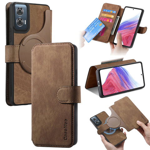 CASENEO For Motorola Edge 50 Fusion 5G Magnetic Case  Detachable Leather Phone Wallet Cover