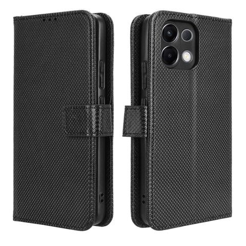 For Oppo K13 5G Leather Wallet Case with Strap Diamond Texture Phone Cover