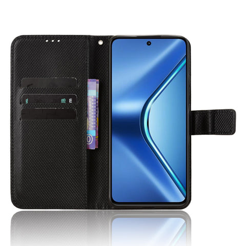 For Oppo K13 5G Leather Wallet Case with Strap Diamond Texture Phone Cover
