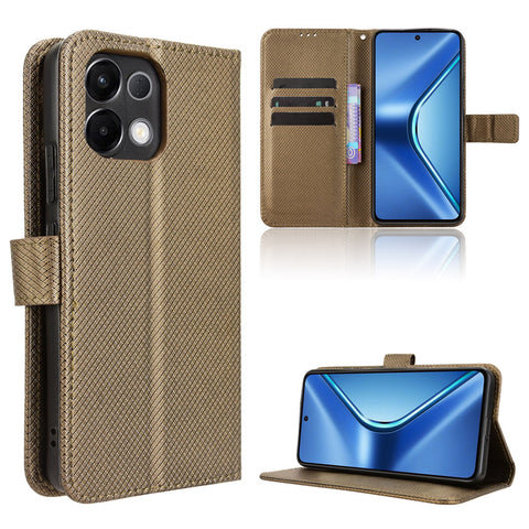 For Oppo K13 5G Leather Wallet Case with Strap Diamond Texture Phone Cover