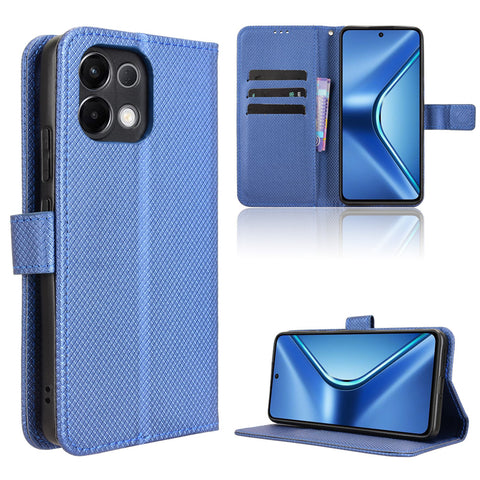 For Oppo K13 5G Leather Wallet Case with Strap Diamond Texture Phone Cover