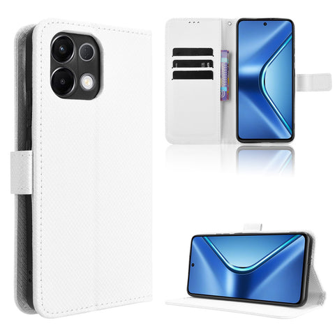 For Oppo K13 5G Leather Wallet Case with Strap Diamond Texture Phone Cover