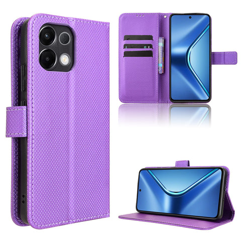 For Oppo K13 5G Leather Wallet Case with Strap Diamond Texture Phone Cover