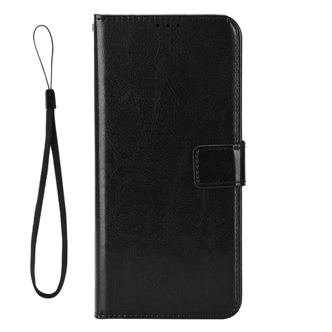 For Huawei Enjoy 80 PU Leather Case with Strap Crazy Horse Texture Phone Wallet Cover