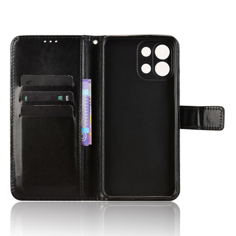 For Oppo K13 5G PU Leather Case with Strap Crazy Horse Texture Phone Wallet Cover
