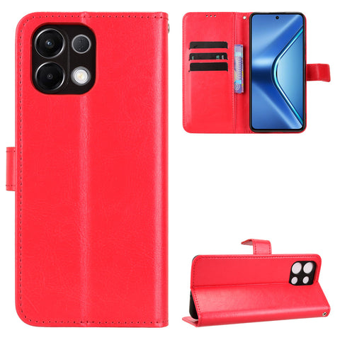 For Oppo K13 5G PU Leather Case with Strap Crazy Horse Texture Phone Wallet Cover