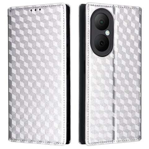 For Huawei Enjoy 80 Case Wallet Rhombus Imprinted Leather Phone Cover