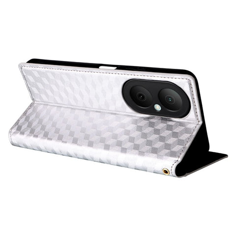 For Huawei Enjoy 80 Case Wallet Rhombus Imprinted Leather Phone Cover