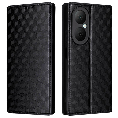 For Huawei Enjoy 80 Case Wallet Rhombus Imprinted Leather Phone Cover