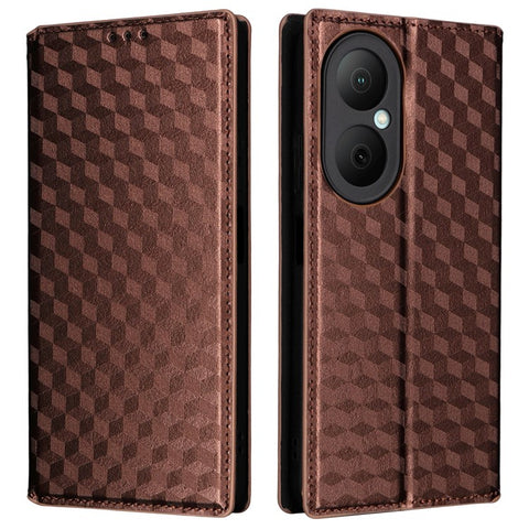 For Huawei Enjoy 80 Case Wallet Rhombus Imprinted Leather Phone Cover