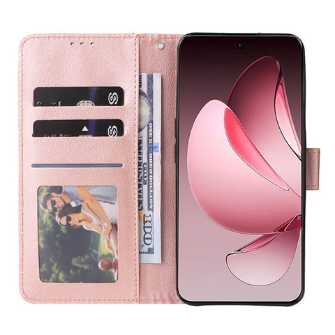 For Oppo Reno13 F 5G (Reno 13 FS 5G) / 4G Case Wallet Stand View PU Leather Phone Cover with Wrist Strap