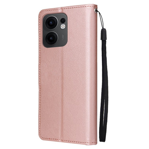 For Oppo Reno13 F 5G (Reno 13 FS 5G) / 4G Case Wallet Stand View PU Leather Phone Cover with Wrist Strap