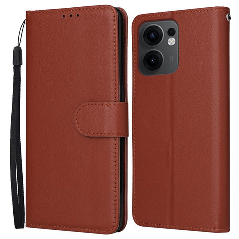 For Oppo Reno13 F 5G (Reno 13 FS 5G) / 4G Case Wallet Stand View PU Leather Phone Cover with Wrist Strap