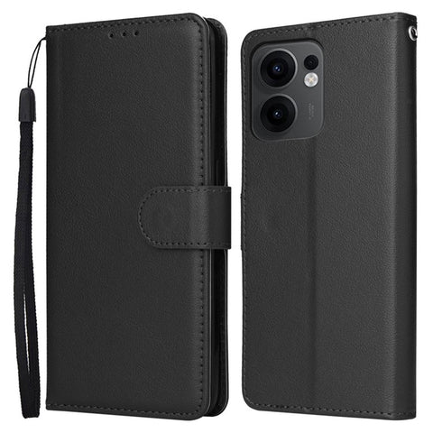 For Oppo Reno13 F 5G (Reno 13 FS 5G) / 4G Case Wallet Stand View PU Leather Phone Cover with Wrist Strap