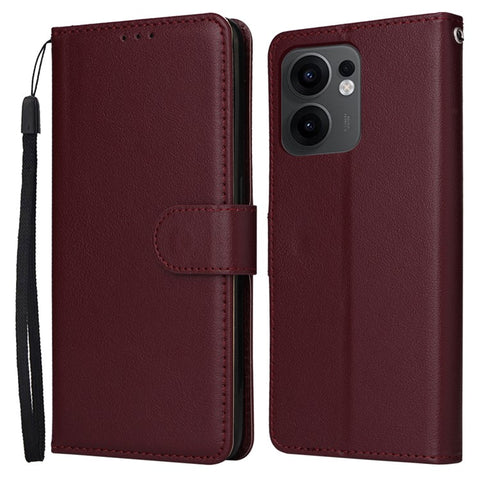 For Oppo Reno13 F 5G (Reno 13 FS 5G) / 4G Case Wallet Stand View PU Leather Phone Cover with Wrist Strap