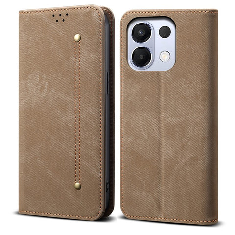 For Oppo K13 5G / K12s Case Jeans Cloth Texture Anti-Scratch Leather Stand Phone Cover