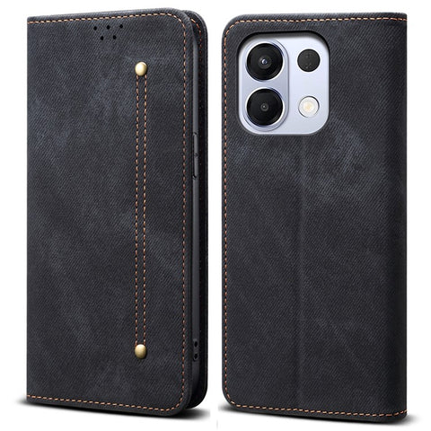 For Oppo K13 5G / K12s Case Jeans Cloth Texture Anti-Scratch Leather Stand Phone Cover