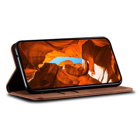 For vivo X200 Ultra 5G Case Jeans Cloth Texture Anti-Scratch Leather Stand Phone Cover