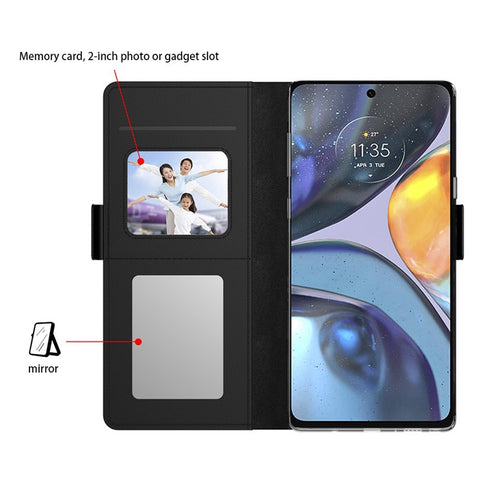 For Motorola Edge 60 5G / Edge 60 Fusion 5G Case Stand PU Leather Phone Cover Card Holder Mirror