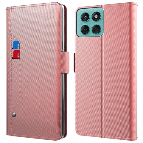 For Motorola Edge 60 5G / Edge 60 Fusion 5G Case Stand PU Leather Phone Cover Card Holder Mirror