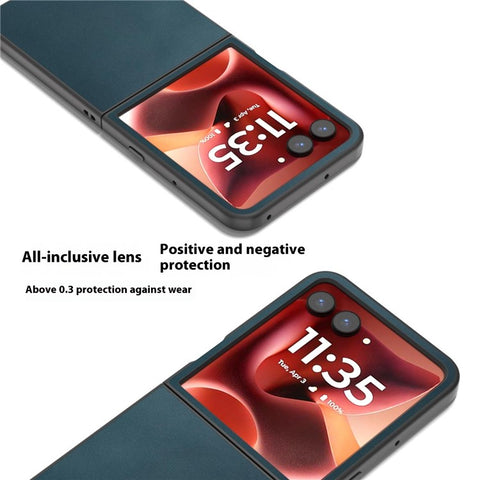 ABEEL For Motorola Razr 70 Ultra / 60 Ultra 5G / Razr Ultra 2026 5G / 2025 5G Case Electroplating Edge Genuine Cow Leather+PC Phone Cover
