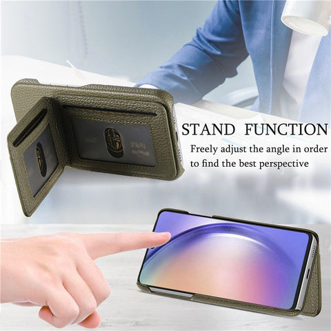 For Samsung Galaxy A06 4G / 5G Case RFID Blocking Card Holder Litchi Texture Leather Back Cover