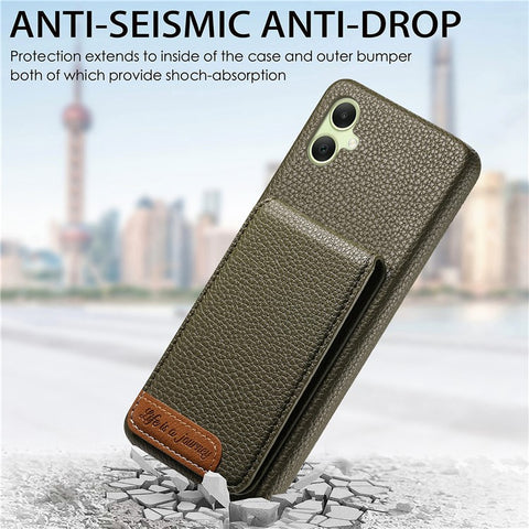 For Samsung Galaxy A06 4G / 5G Case RFID Blocking Card Holder Litchi Texture Leather Back Cover