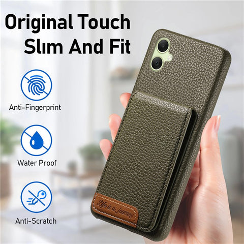 For Samsung Galaxy A06 4G / 5G Case RFID Blocking Card Holder Litchi Texture Leather Back Cover