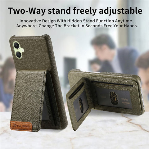 For Samsung Galaxy A06 4G / 5G Case RFID Blocking Card Holder Litchi Texture Leather Back Cover