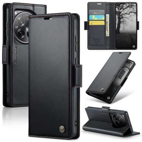 CASEME For OnePlus 12 5G Case  023 Series RFID Blocking Leather Wallet Stand Phone Cover
